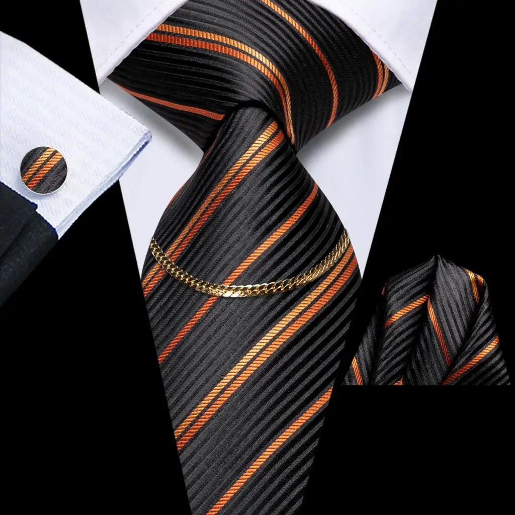 Men’s Black Plaid Silk Tie Set