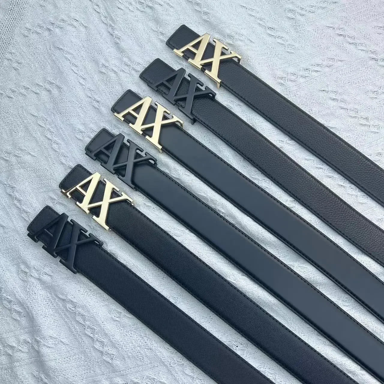 2025 New Cross - border Men's Belt - 3.8cm Waistband, Letter AX Buckle, Fashionable Lychee Pattern, Simple & Versatile Accessory