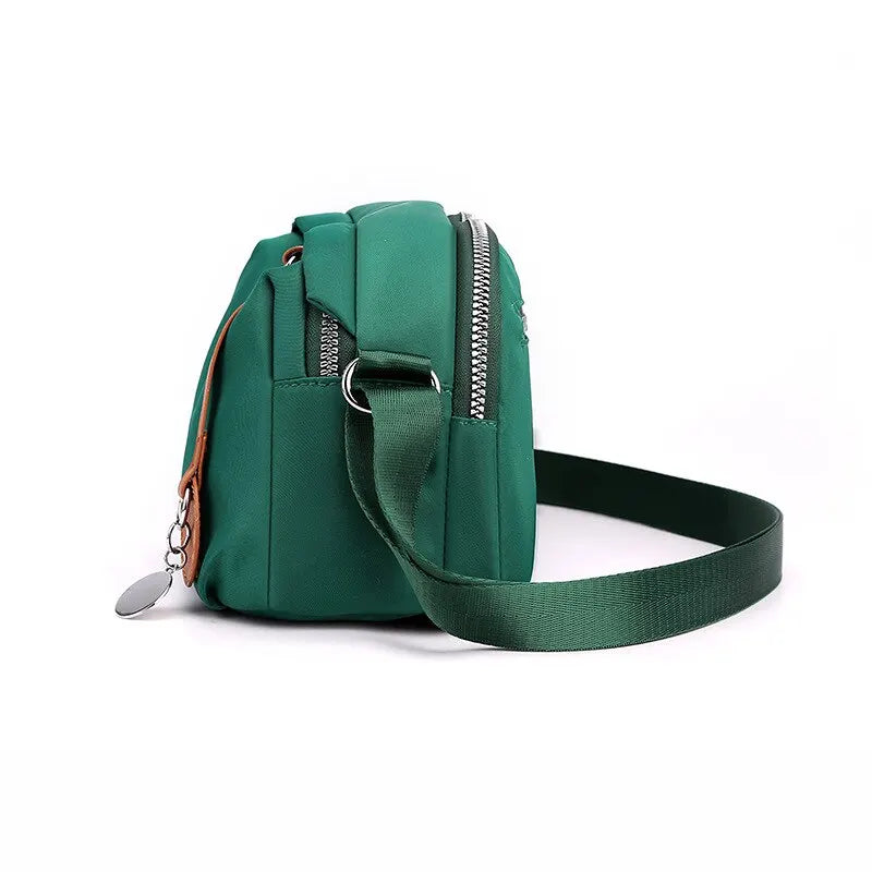 Women’s Waterproof Nylon Crossbody Bag – Large Capacity Casual Solid Color Messenger Shoulder Bag