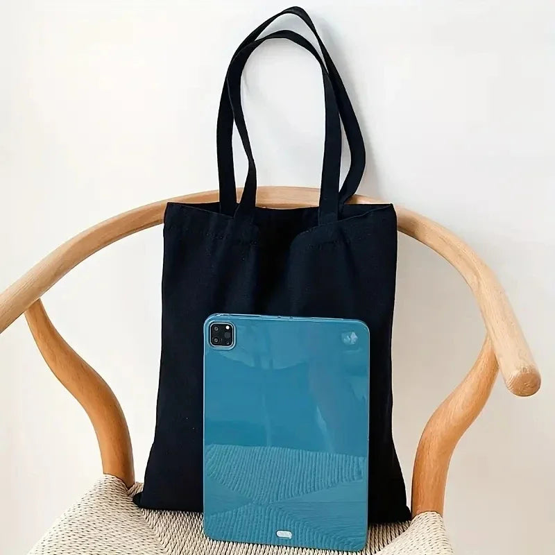 Large Capacity Women's Canvas Shoulder Bag Simple Casual Solid Color Handheld Tote for Shopping And Travel