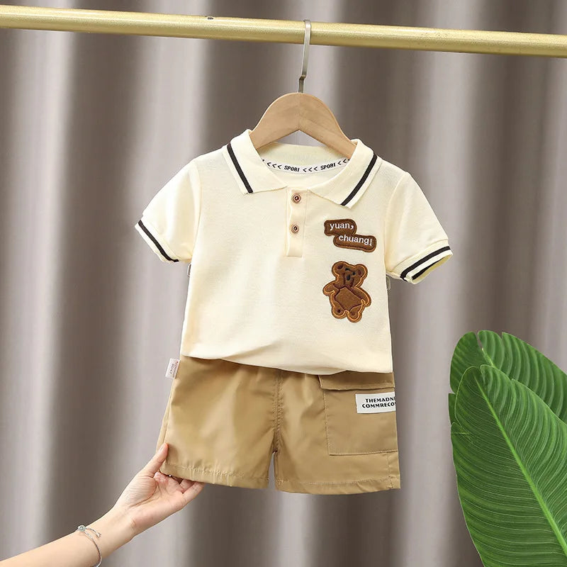 Kids Summer Set – Cotton Cartoon Polo & Shorts (4-6Y)