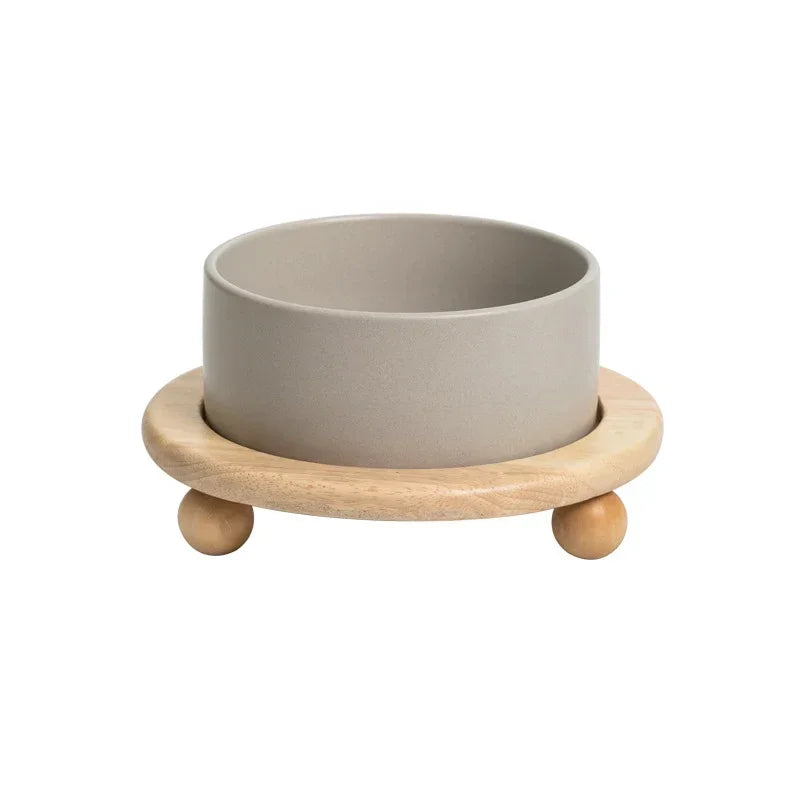 Elevated Pet Bowl with Wood Stand (400/850ml)