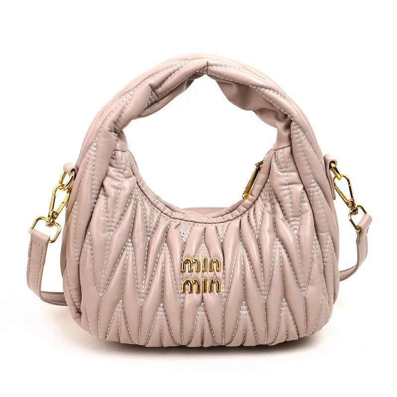 Designer Women Handbags 2025 French Women's Bag Pleated Miu Niche Trendy Handbag Crescent Bag Ins Single Shoulder Crossbody Bag