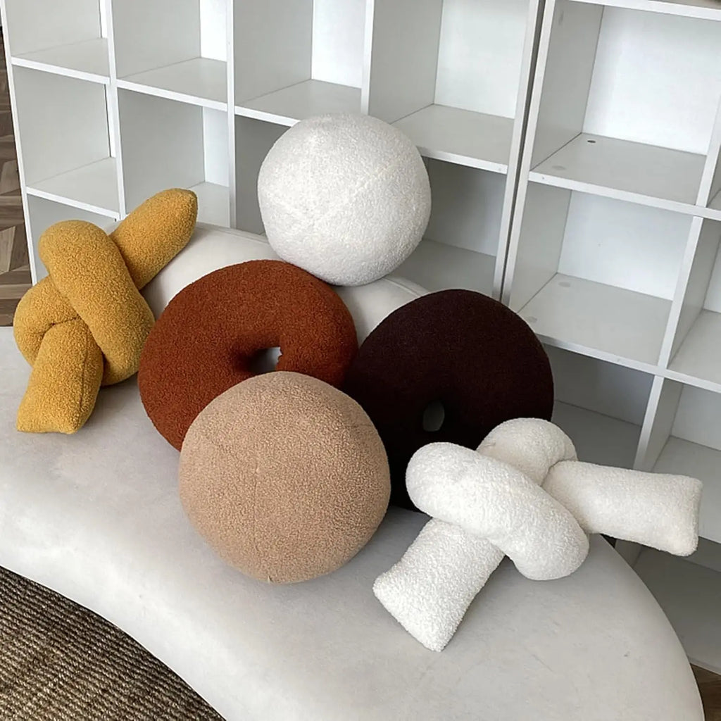 1pc Nordic Style Knotted Bolster Pillow for Sofa Bedroom Office Decor Pillow Gift for Christmas Home Living Room Decorate