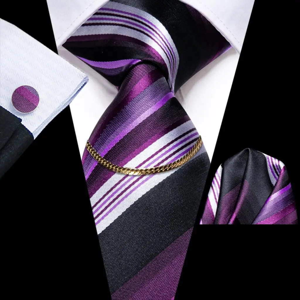 Men’s Black Plaid Silk Tie Set