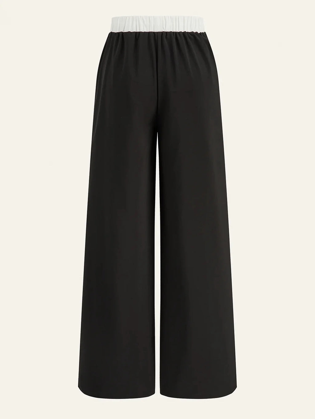 Women's Black & White Color Block Elastic Waist Wide Leg Pants | Euro Style Drawstring Piping Draped Flattering Casual Sports Tr
