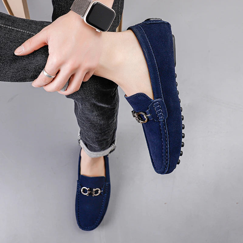Handmade Suede Leather Men’s Slip-On Loafers