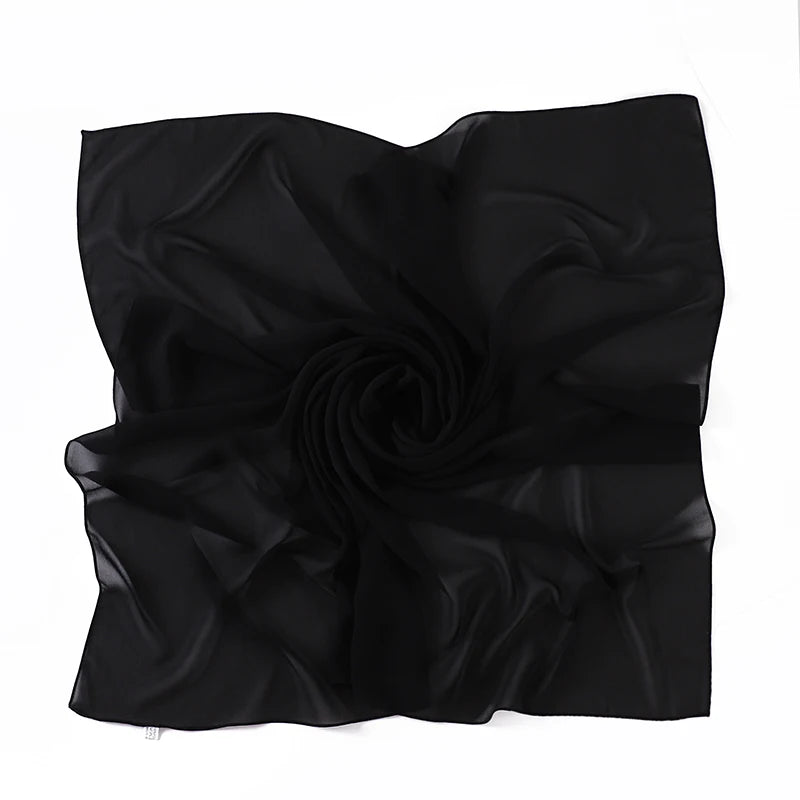 110X110CM Malaysia Square Chiffon Hijab Solid Muslim Head Scarf Ladies Plain Shawl and Wrap Headband Foulard Tudung Bawal