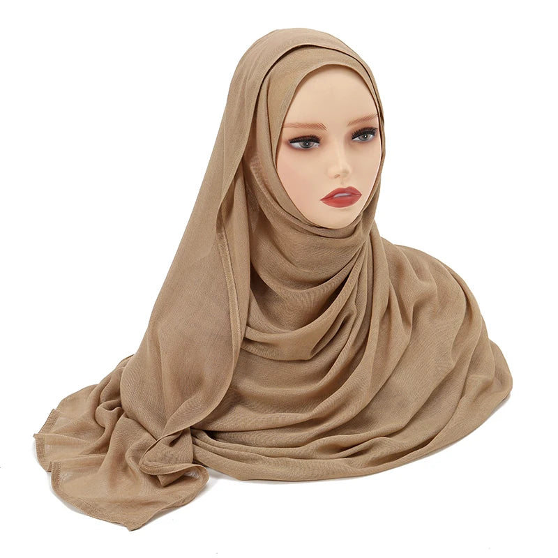 Cotton Rayon Modal Hijabs Scarf Solid Headscarf Wraps Big Size Plain Shawls Muslim Women Hijab Islamic Turban Headband 190*85cm