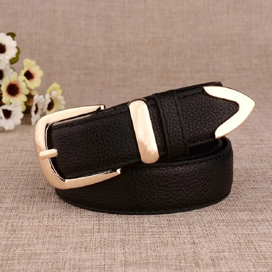 Women White Leather Trouser Belt