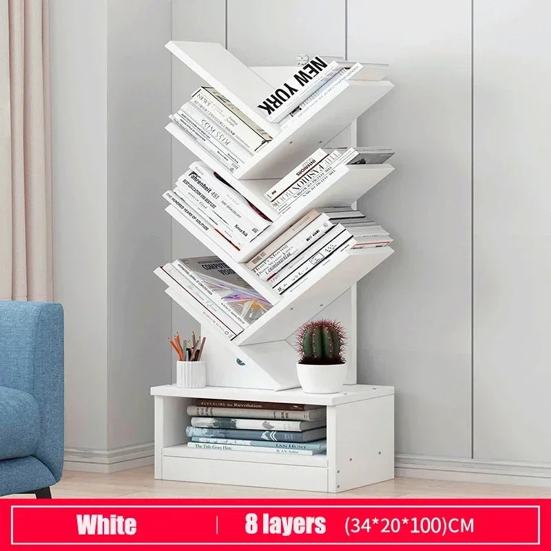 Tree-Shaped Wooden Bookshelf – Floor Standing