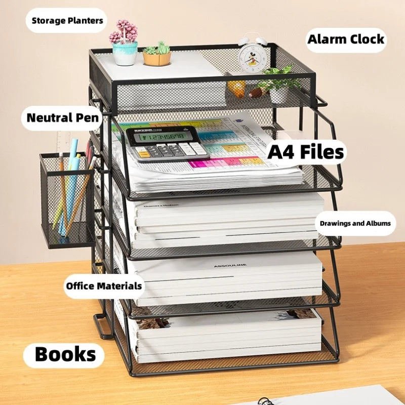 A4 Desk Paper Organizer – Metal Mesh Tray