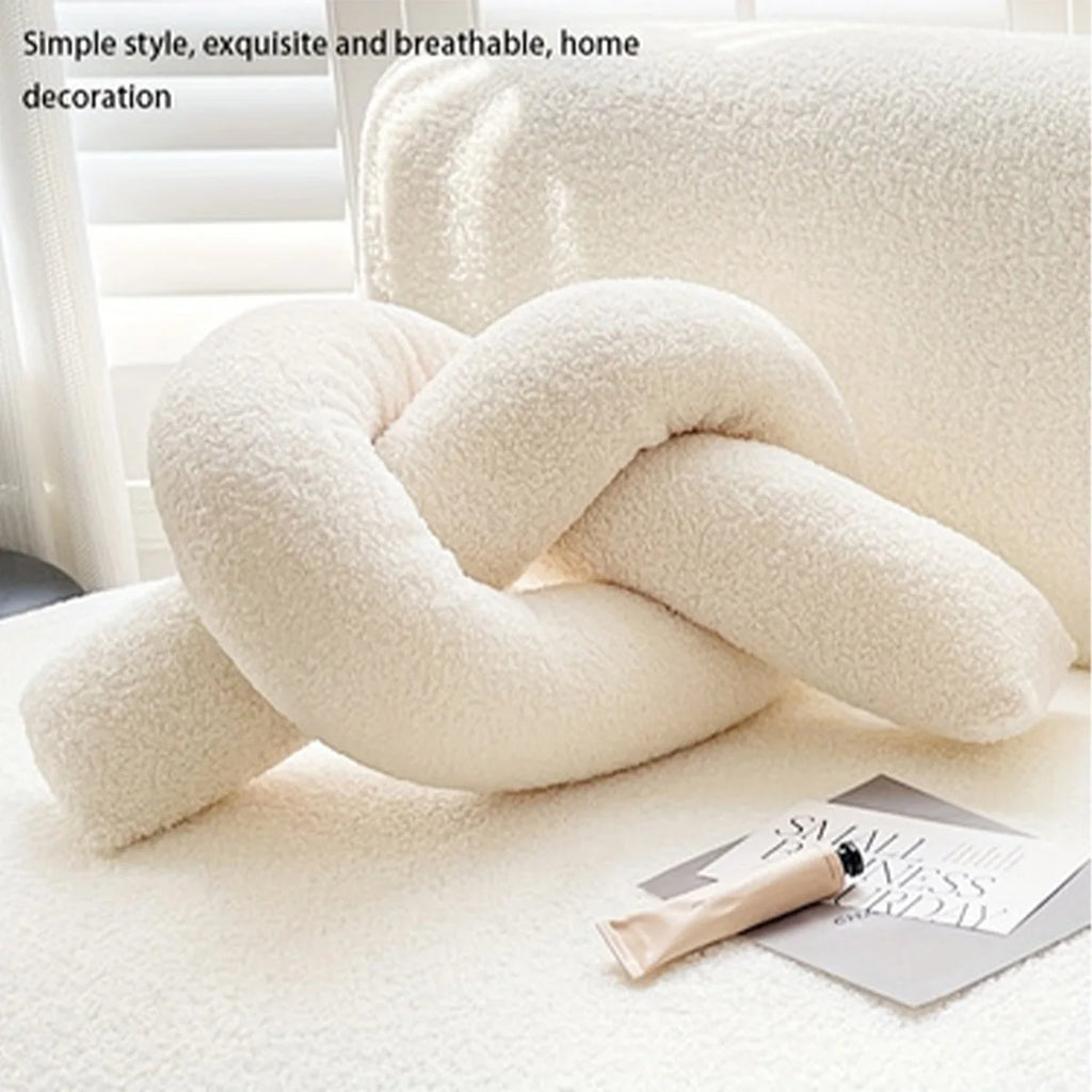 1pc Nordic Style Knotted Bolster Pillow for Sofa Bedroom Office Decor Pillow Gift for Christmas Home Living Room Decorate
