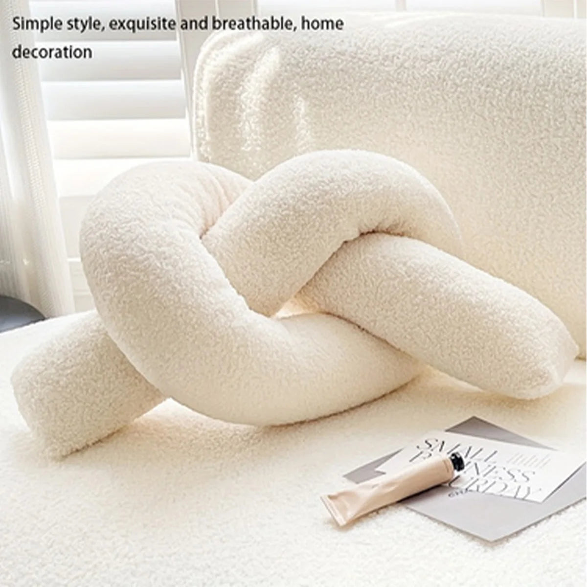 1pc Nordic Style Knotted Bolster Pillow for Sofa Bedroom Office Decor Pillow Gift for Christmas Home Living Room Decorate