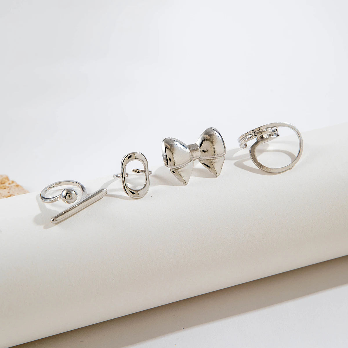 Tocona 2024 New Trendy Geometric Gold Silver Colour Set Rings for Women Adjustable Finger Ring Party Wedding Jewelry Accessories