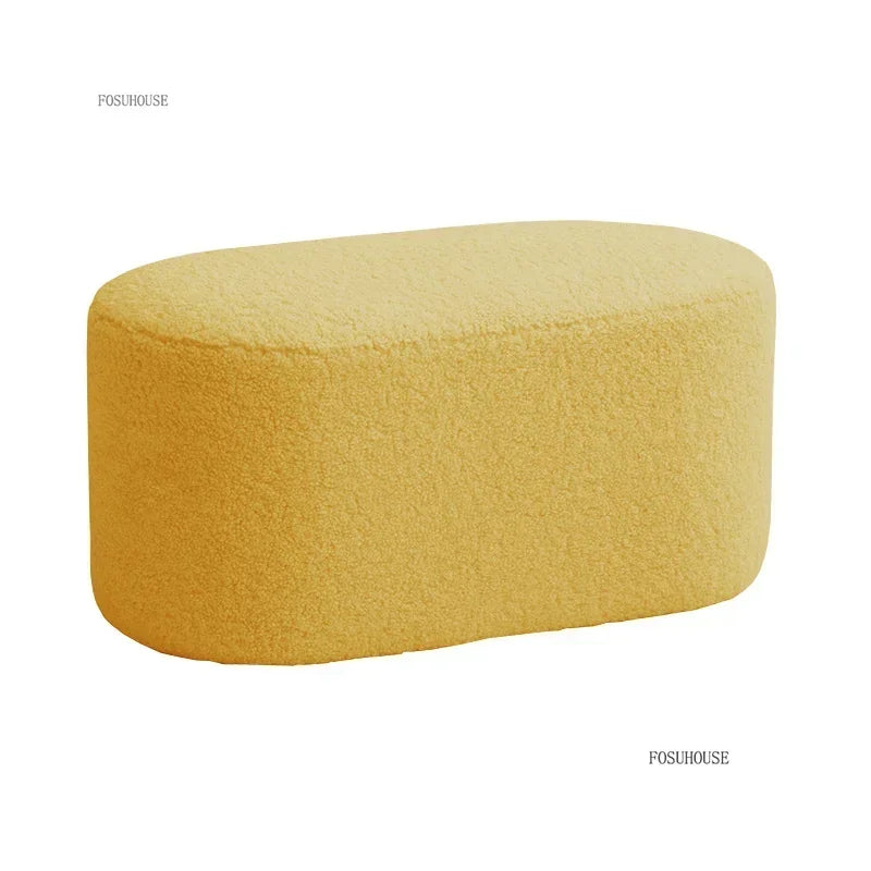 Modern Living Room Furniture Minimalist Shoe Changing Stool Nordic Lambswool Footrest Leisure Ottomans Designer Hallway Ottoman
