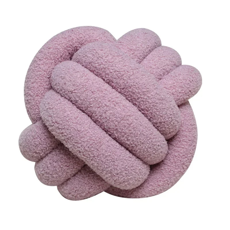 Hand-woven Knotted Ball Pillow Lamb Velvet Roll Pillow Sofa Living Room Household Cushion Head Back Bed Back