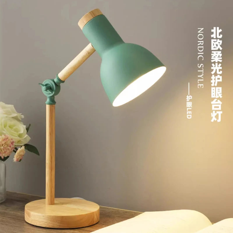 Creative Nordic Wooden LED Table Lamp – Bedside & Desk