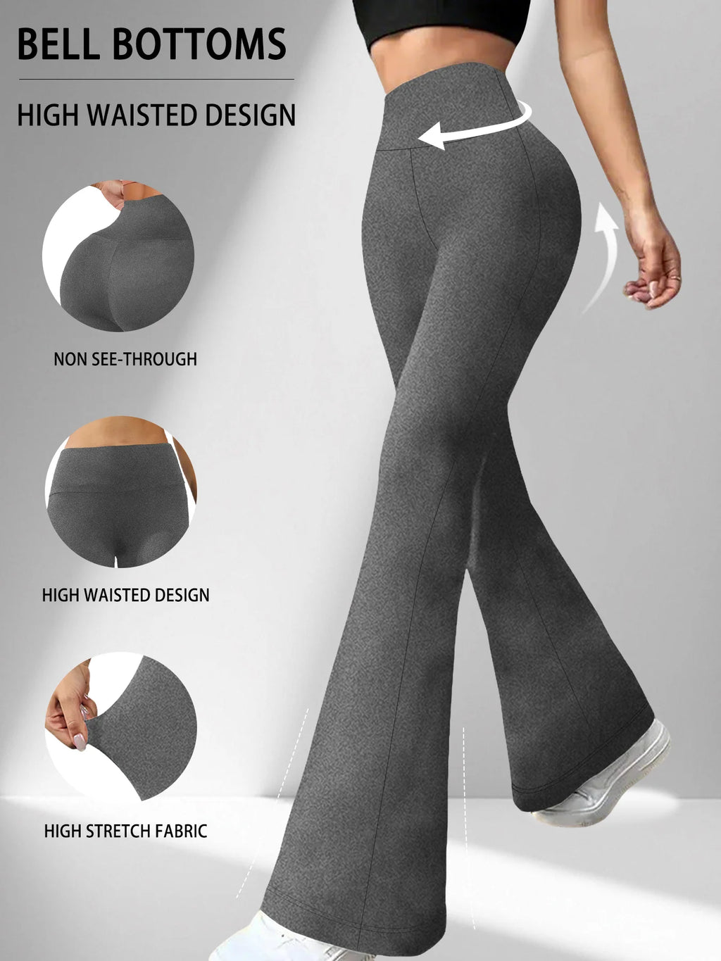 Women's Super Soft Flare Pants High Waisted Tummy Control Workout Yoga Push Up Gym Fitness Long Leggings Bell Bottoms