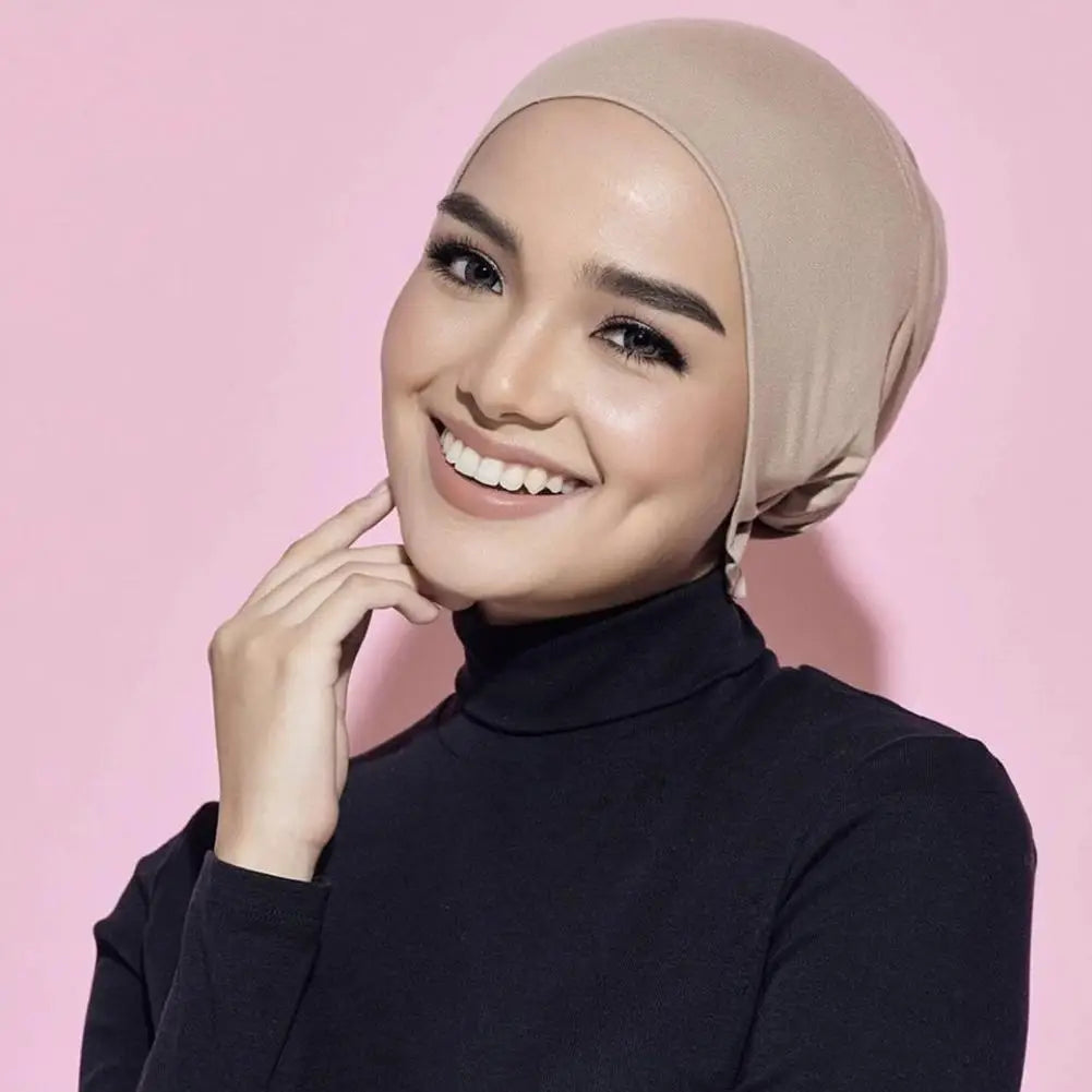 Womens Muslim Stretch Turban Cap Soft Modal Muslim Hat Headscarf Inner Turban Underscarf Modal Hat Bonnet Chiffon Islamic H E4H1
