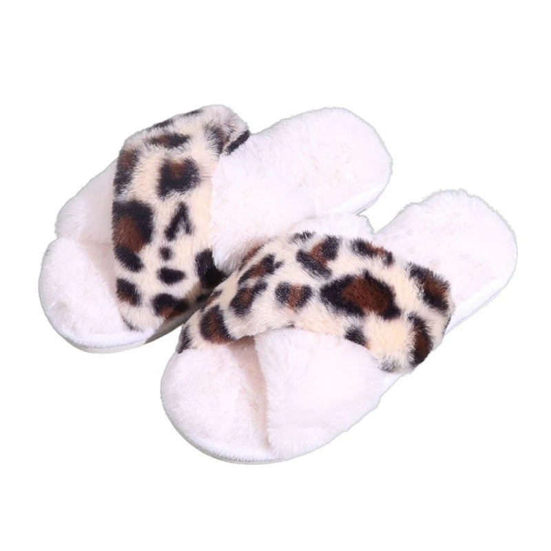 Leopard Plush Women Slippers