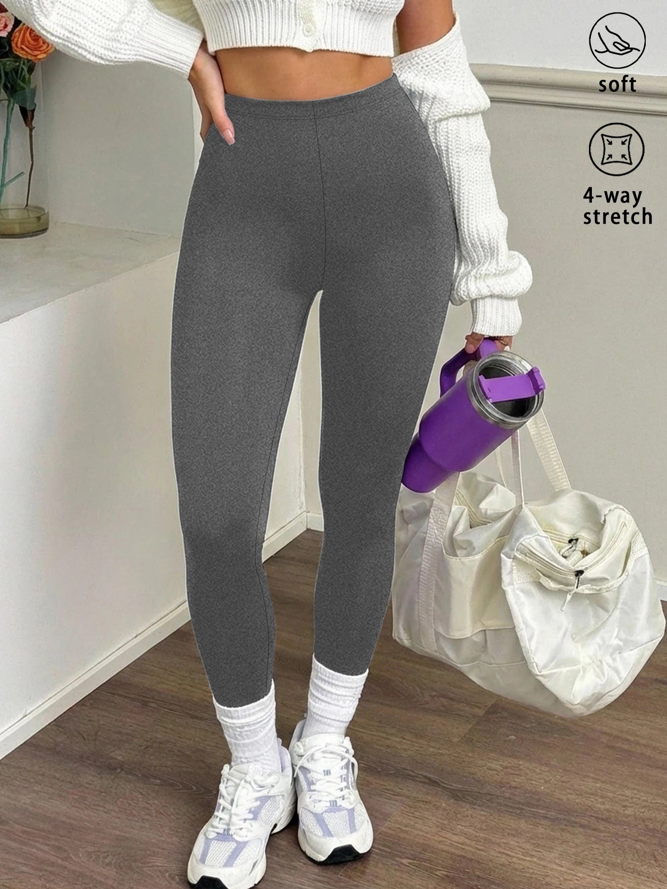 Super Soft Leggings for Women - High Elasticity Tights for Yoga Running Workout Casual Wear