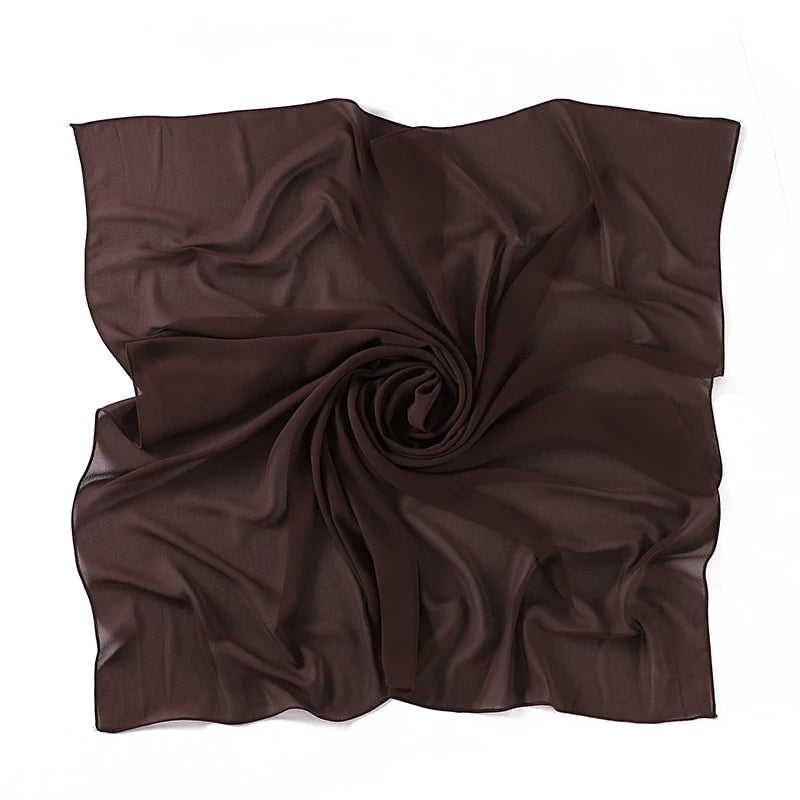 110X110CM Malaysia Square Chiffon Hijab Solid Muslim Head Scarf Ladies Plain Shawl and Wrap Headband Foulard Tudung Bawal
