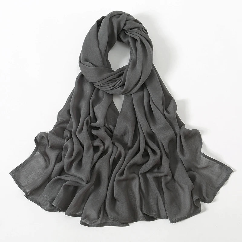 Cotton Rayon Modal Hijabs Scarf Solid Headscarf Wraps Big Size Plain Shawls Muslim Women Hijab Islamic Turban Headband 190*85cm