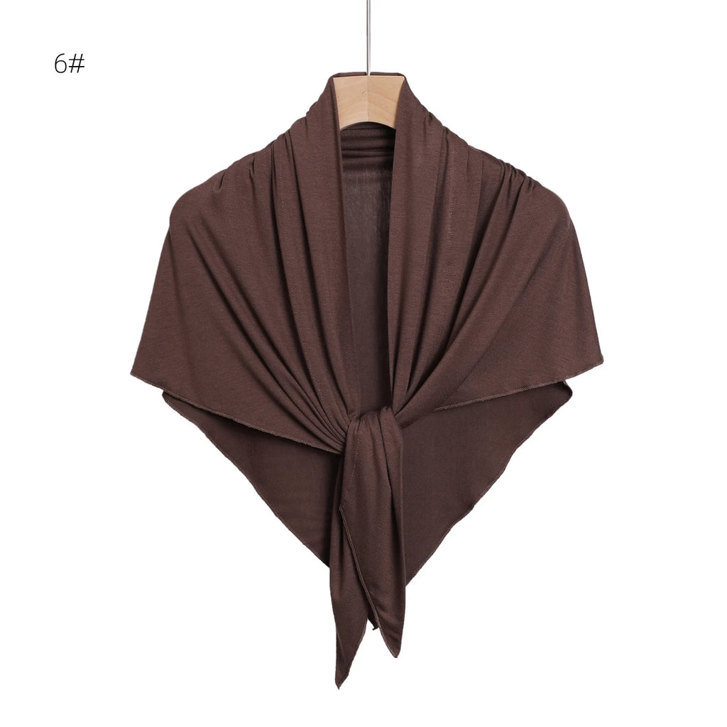 2024 New Solid Color Soft Modal Triangle Scarf Hijab Elastic Mercerized Cotton Wrap for Muslim Woman Hot Sale Headscarf