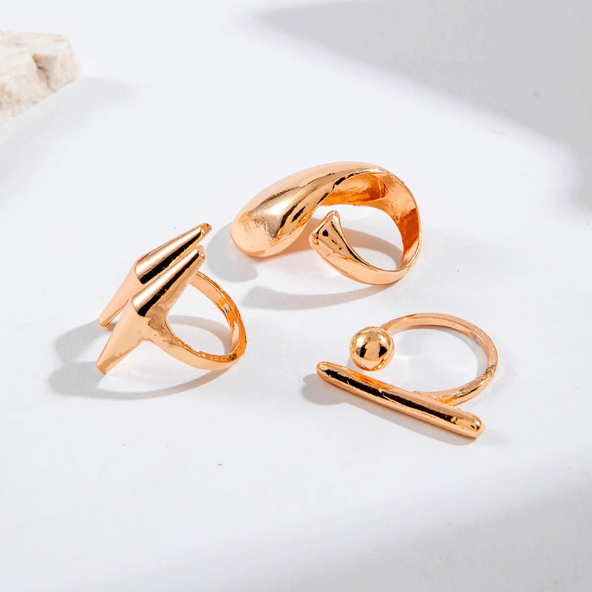 Tocona 2024 New Trendy Geometric Gold Silver Colour Set Rings for Women Adjustable Finger Ring Party Wedding Jewelry Accessories