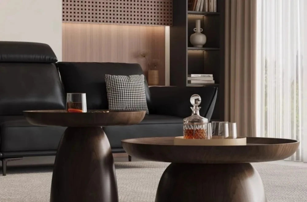 Round Creative Coffee Table Black Walnut Wood Combination Design Coffee Table Built in Design Minimalist furniture accessories