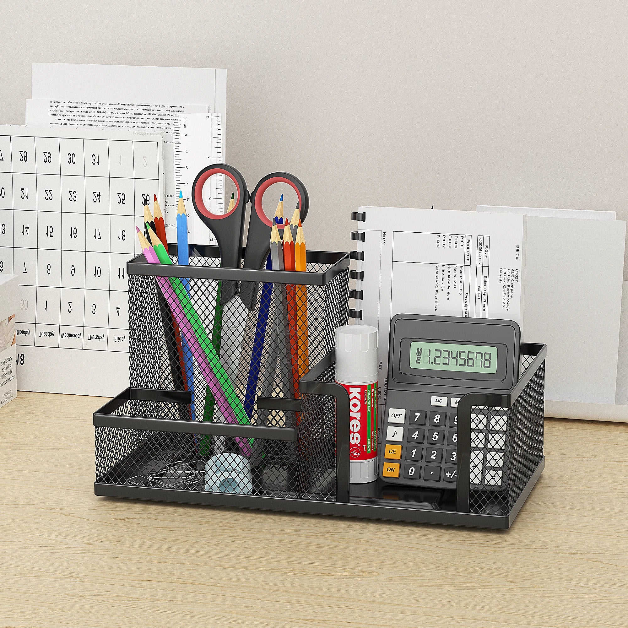 Mesh Desk Organizer – 3 Compartments, Black