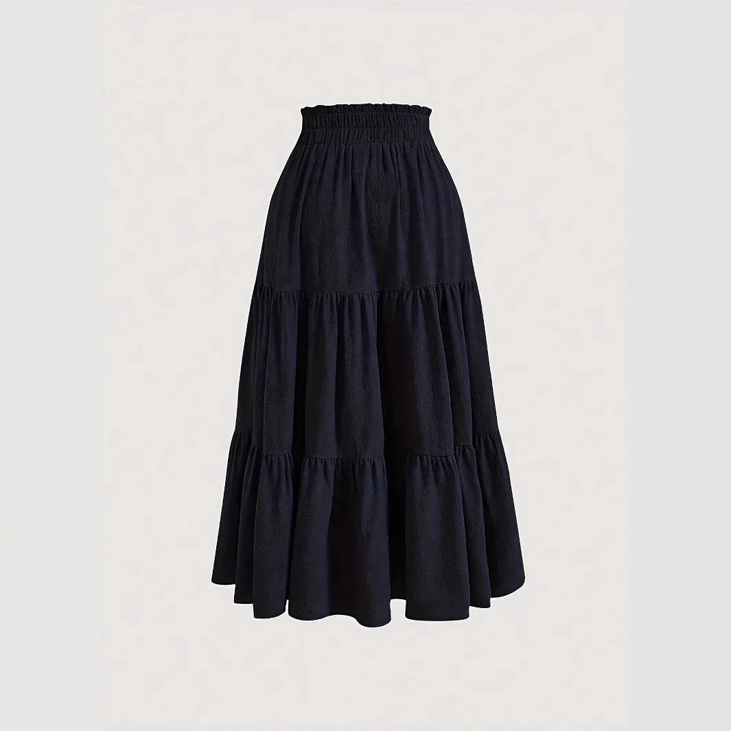 2025 New Women's Boho Vintage Floral Print Maxi Skirt Fashion Elastic High Waist Pleated Flowy A -Line Long Autumn Short Skirts