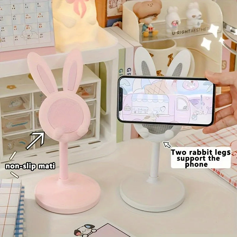 Pink Cartoon Little Rabbit Desktop Mobile Phone Stand Tablet Computer Stand Adjustable Telescopic Lift Student Lazy Person Stand