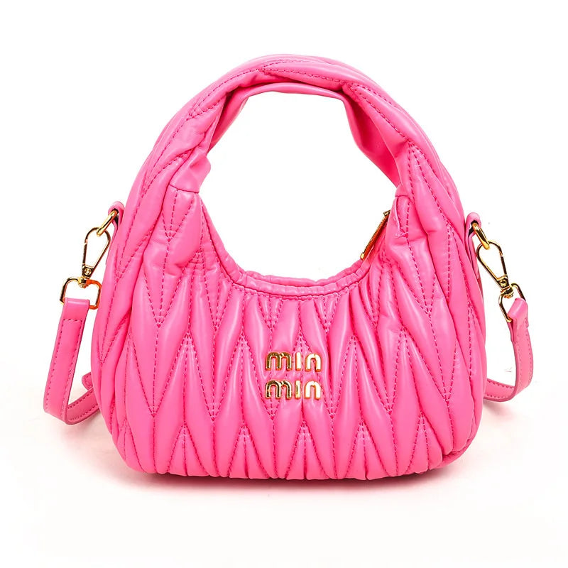 Designer Women Handbags 2025 French Women's Bag Pleated Miu Niche Trendy Handbag Crescent Bag Ins Single Shoulder Crossbody Bag
