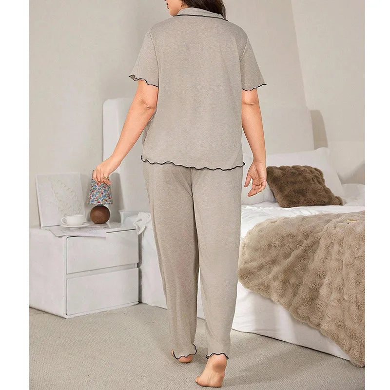 Plus Size Comfortable Sleepwear Set Women's Open Cardigan Loose Fit Home Clothes Trendy Pure Color Spring Summer New Arrival