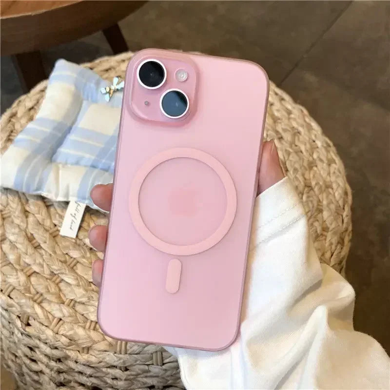 Ultra Thin Matte Magnetic Wireless Charger Case For iPhone 17 16 15 14 13 12 11 Pro Max For Magsafe Hard PC Translucent Cover