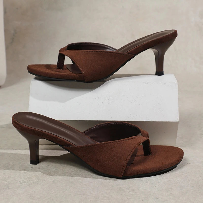 Summer Women Clip Toe High Heel Slippers Fashion Dress Slide Ladies Outdoor Evening Party Sandalias