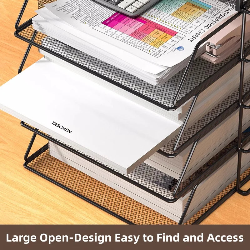 A4 Desk Paper Organizer – Metal Mesh Tray