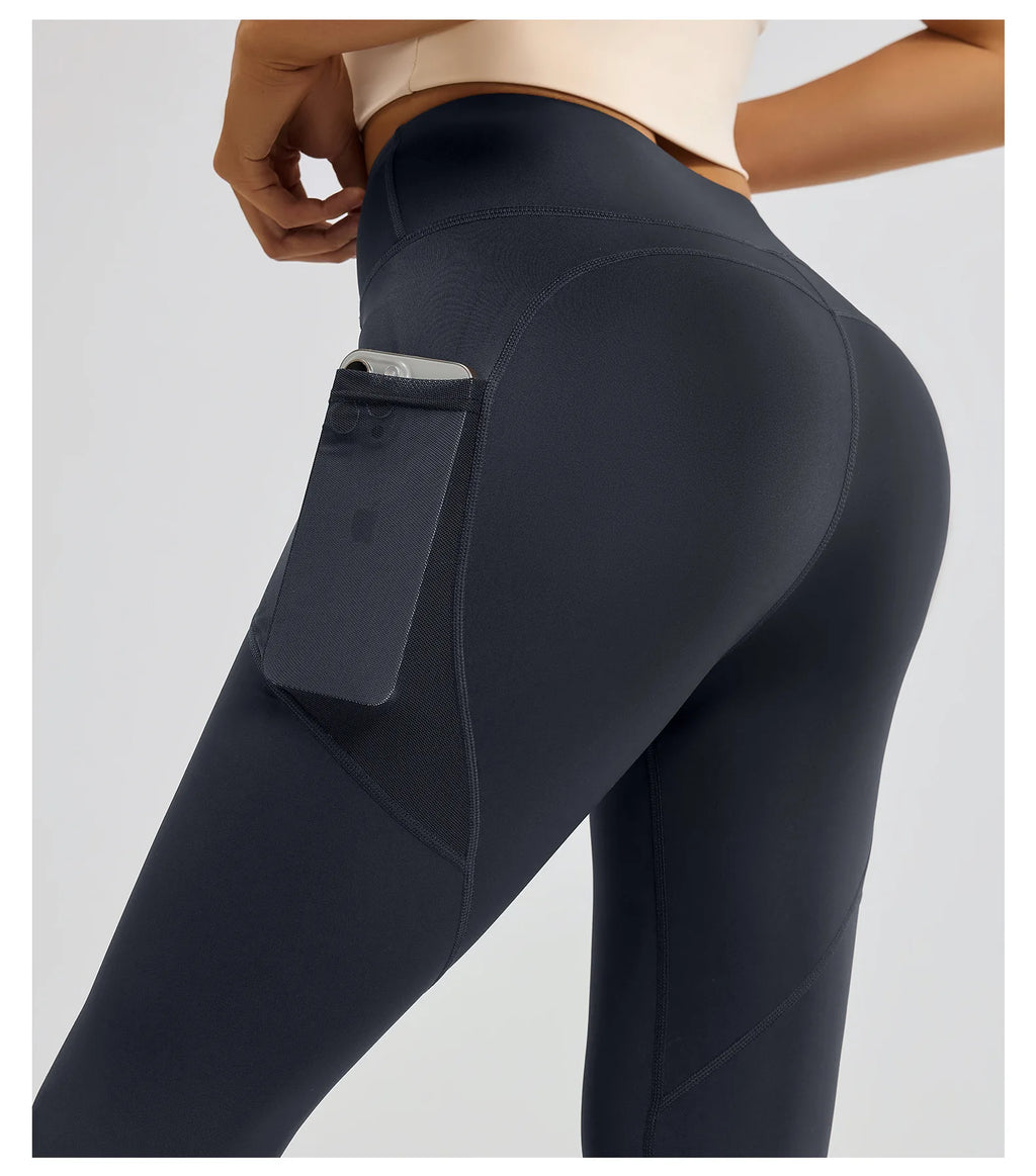 2026Spring Summer New Women's Yoga Pants Tight Peach Hip Leggings Pocket High Waist Belly Tight Trousers Sports Riding Pants Fit