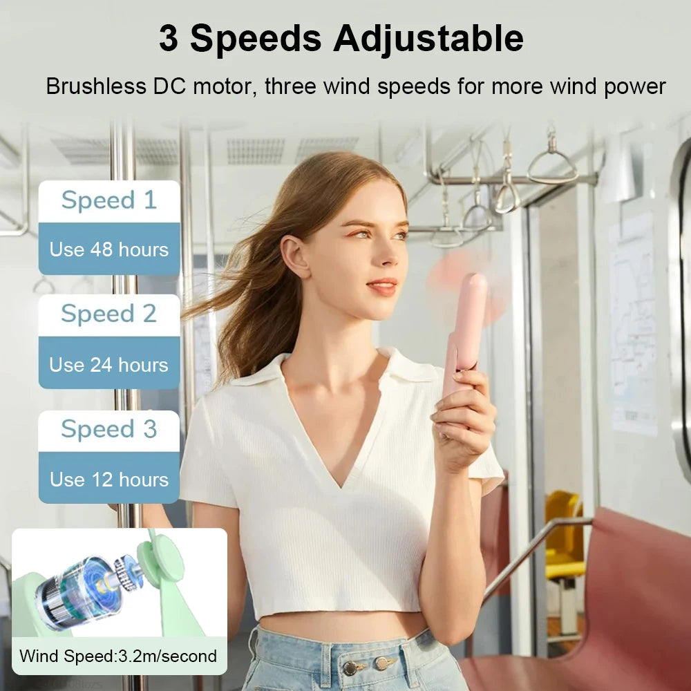 Portable Mini Fan – USB Rechargeable, Foldable (2000mAh)