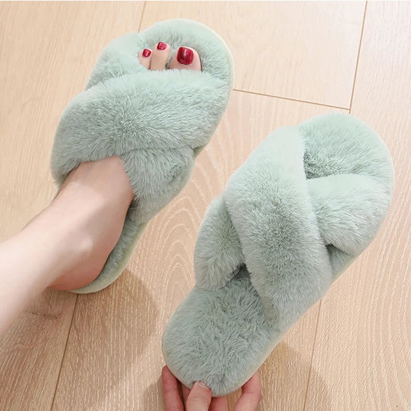 Leopard Plush Women Slippers