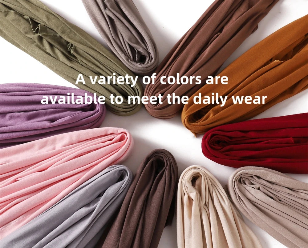 2024 New Solid Color Soft Modal Triangle Scarf Hijab Elastic Mercerized Cotton Wrap for Muslim Woman Hot Sale Headscarf