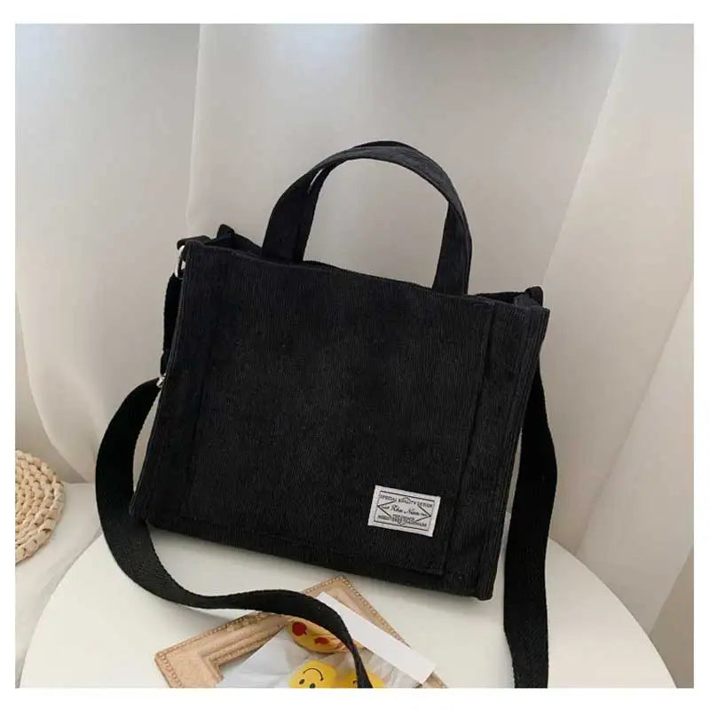 Women’s Corduroy Square Crossbody Tote – Casual Shoulder & Travel Organizer Bag