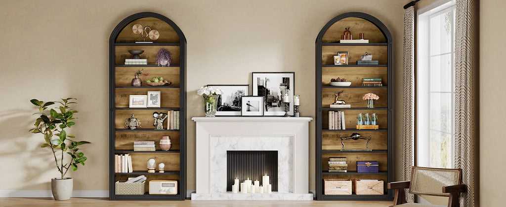 Modern Arched 8-Tier Bookcase – Floor Standing
