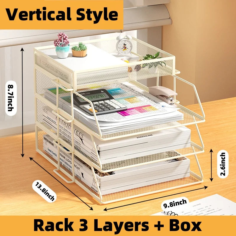 A4 Desk Paper Organizer – Metal Mesh Tray