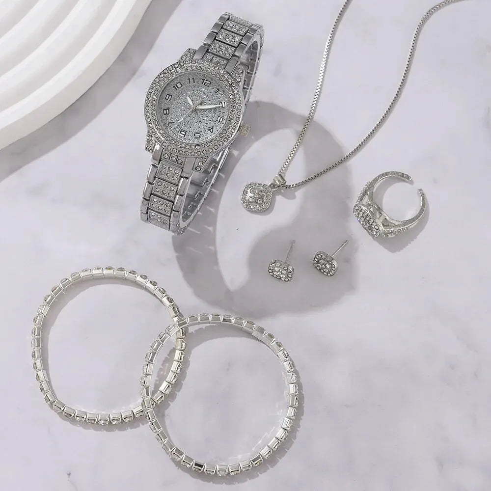 6PCS Luxury Crystal Women Watch Set