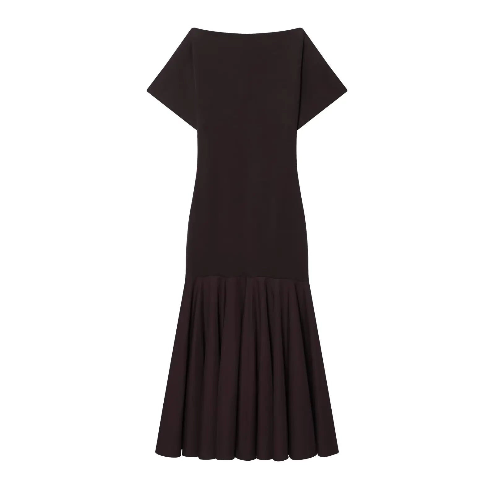 HH Summer Women Elegant Solid Pleated Dress Woman Holiday Party Ship-type Short Sleeved Stitching Side Zipper 2026 Midi Dress