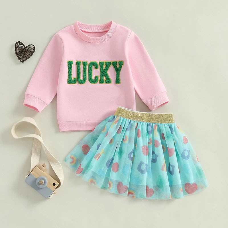 Infant Girls Easter Outfits Adorable Bunny Print Long Sleeve Top Floral Skirt Set Toddler Spring Clothes for Kids