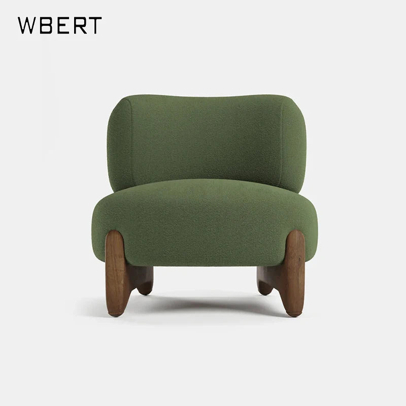 WBERT Nordic Light Luxury Fabric Solid Wood Arc Sofa Designer Simple Small Family Residential Single Leisure Sofa